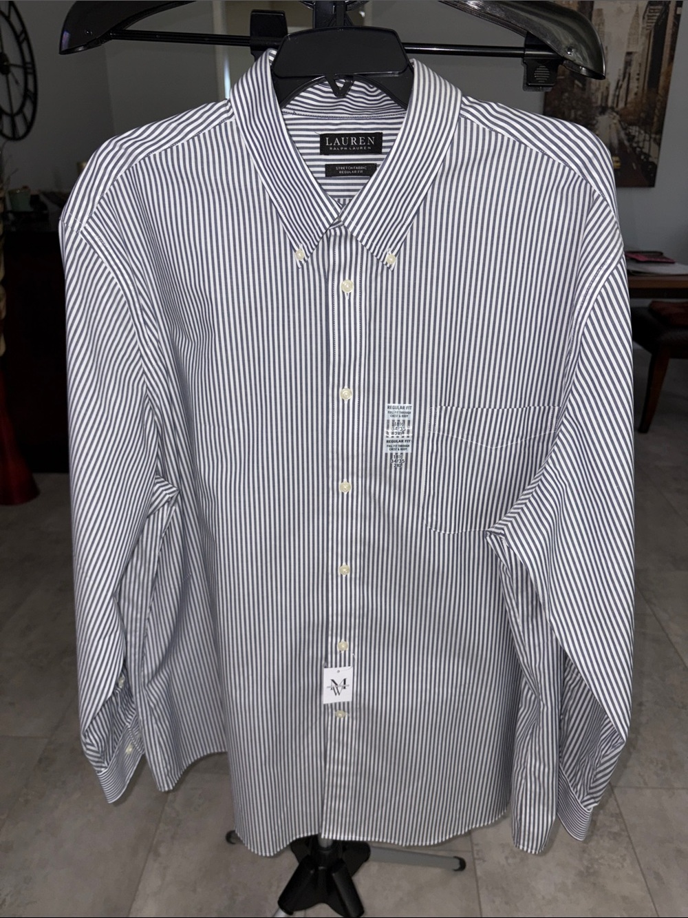 Lauren Ralph Lauren Men's Blue and White Stripe Button-Down Shirt